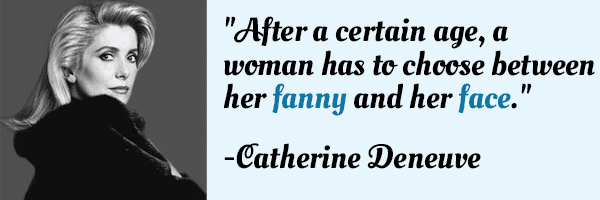 After a certain age, a woman has to choose between her fanny and her face. - Catherine Deneuve
