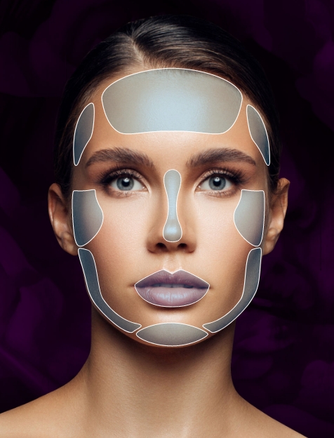Complete Facial Contouring highlighted on model