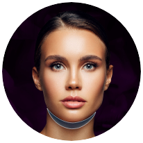 Highlighted treatment area on a model's face for Double Chin Treatment With KYBELLA®.