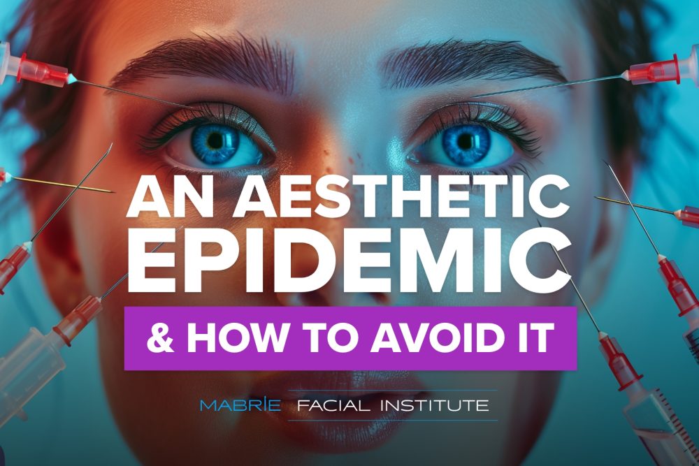 Image of woman receiving too many injections of dermal fillers and text that reads 'An Aesthetic Epidemic and How To Avoid It'