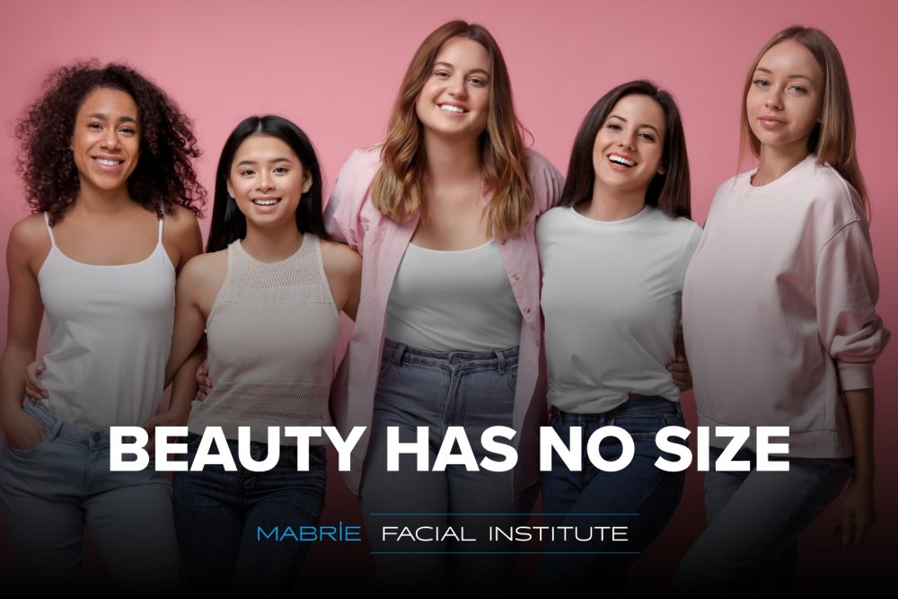 Image of a group of women (models) with text that reads 'Beauty Has No Size'